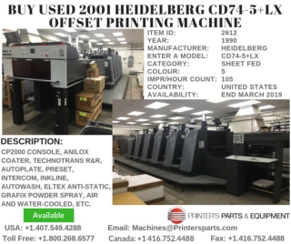 Buy Used 2001 Heidelberg CD74-5 LX Offset Printing Machine