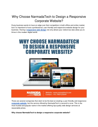 Why Choose NarmadaTech to Design a Responsive Corporate Website?