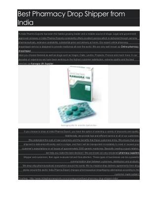 Best Pharmacy Drop Shipper from India