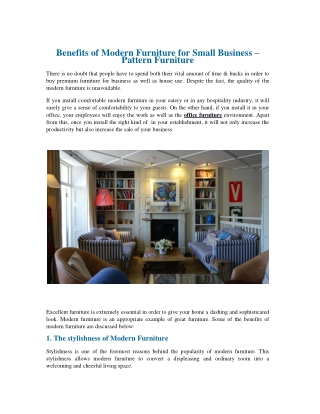 Benefits of Modern Furniture for Small Business