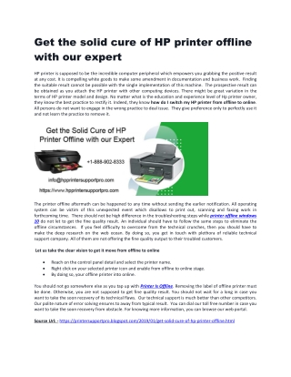 Get the solid cure of HP printer offline with our expert