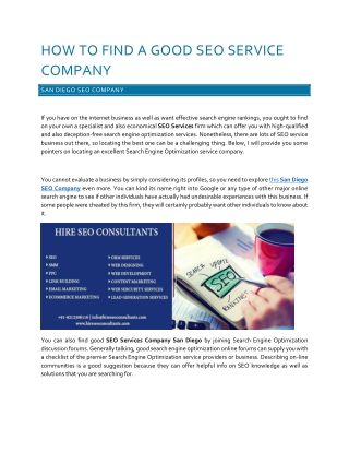 How to Find a Good SEO Service Company