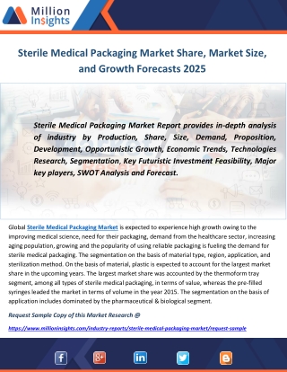 Sterile Medical Packaging Market Share, Market Size, and Growth Forecasts 2025