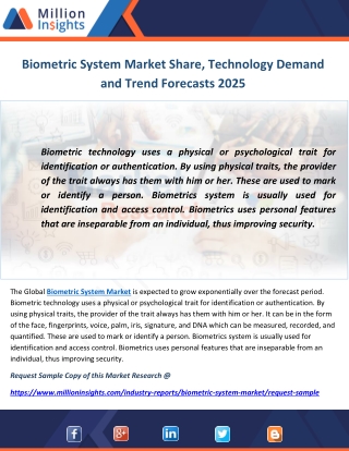Biometric System Market Share, Technology Demand and Trend Forecasts 2025