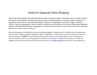 Codes For Seasonal Online Shopping