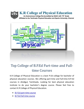 Top College of B.P.Ed Part-time and Full-time Courses