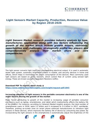 Light Sensors Market Capacity, Production, Revenue Value by Region 2018-2026