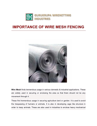 IMPORTANCE OF WIRE MESH FENCING
