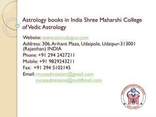 Astrology books in India Shree Maharshi College of Vedic Astrology