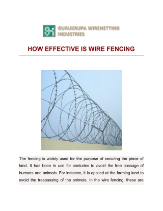 HOW EFFECTIVE IS WIRE FENCING