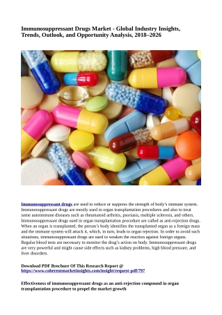 Immunosuppressant Drugs Market - Global Industry Insights, Trends, Outlook, and Opportunity Analysis, 2018–2026