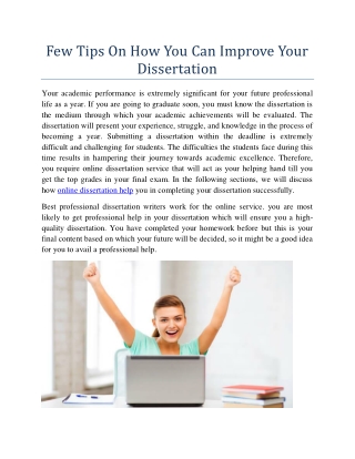 Few Tips On How You Can Improve Your Dissertation