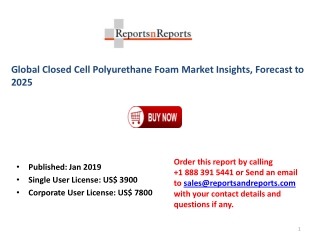 Closed Cell Polyurethane Foam Market Industry 2019 Research Report By Demand, Price, Application, Key Manufacturers, Reg