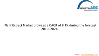 Plant extract market grows at a CAGR of 9.1% during the forecast period of 2019-2024.