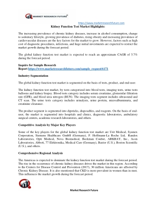 Kidney Function Test Market Research Report – Forecast to 2023