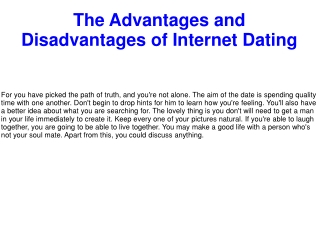 The Advantages and Disadvantages of Internet Dating