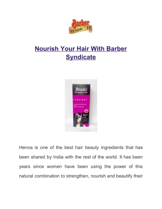Nourish Your Hair With Barber Syndicate