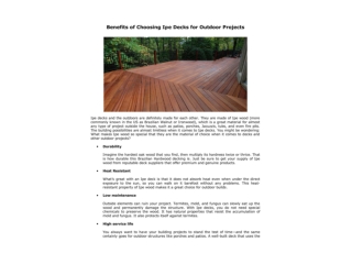 Benefits of Choosing Ipe Decks for Outdoor Projects