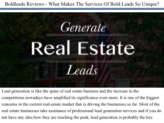 Boldleads Reviews - What Makes The Services Of Bold Leads So Unique?