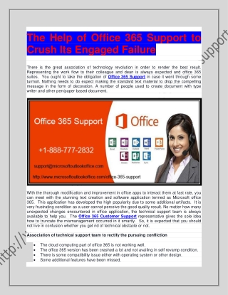 The Help of Office 365 Support To Crush Its Engaged Failure