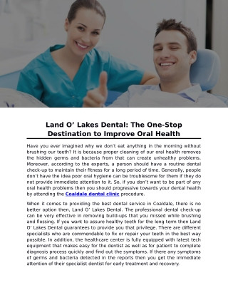 Land O’ Lakes Dental: The One-Stop Destination to Improve Oral Health