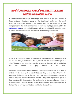 How you should apply for the Title Loan devoid of having a Job