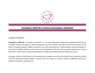 Surrogacy in Delhi Ncr | Process of Surrogacy | Elawoman