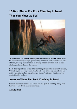10 Best Places For Rock Climbing In Israel That You Must Go For!