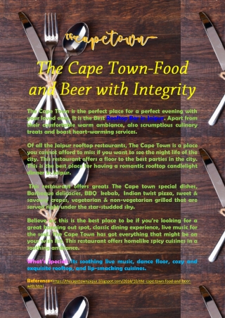 The Cape Town-Food and Beer with Integrity