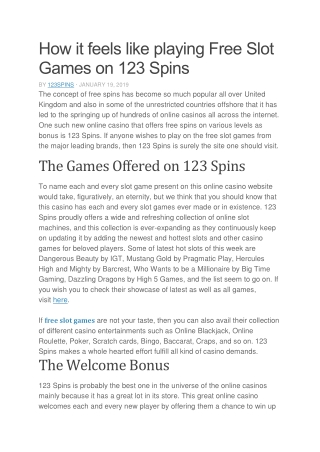 How it feels like playing Free Slot Games on 123 Spins