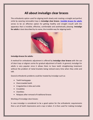 All about invisalign clear braces