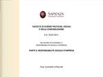 FACOLT DI SCIENZE POLITICHE, SOCIALI E DELLA COMUNICAZIONE A.A. 2010-2011 RELAZIONI ISTITUZIONALI E RESPONSABILIT
