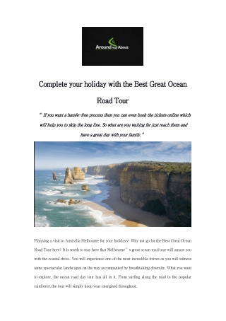 Complete your holiday with the Best Great Ocean Road Tour