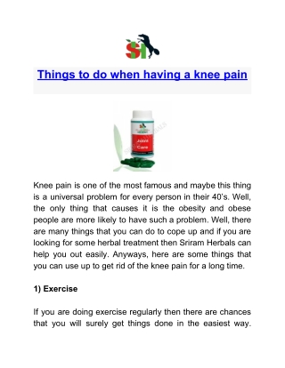 Things to do when having a knee pain