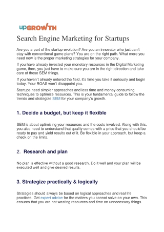 Search Engine Marketing for Startups