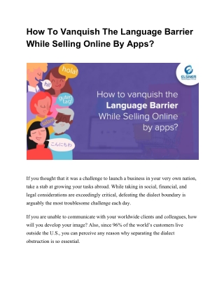 How To Vanquish The Language Barrier While Selling Online By Apps?