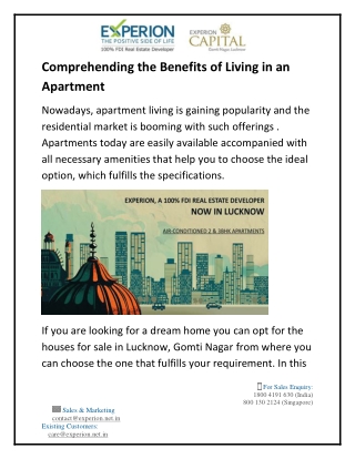 Comprehending the Benefits of Living in an Apartment