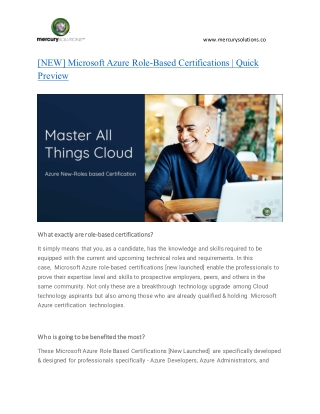 [New] Microsoft Azure Role-Based Certifications
