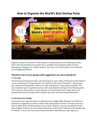 How to Organize the World’s Best Startup Party