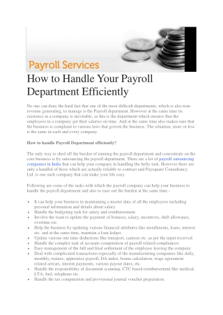 How to Handle Your Payroll Department Efficiently