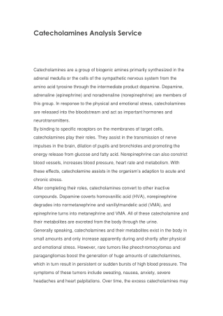 Catecholamines Analysis Service