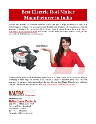 Best Electric Roti Maker Manufacturer in India