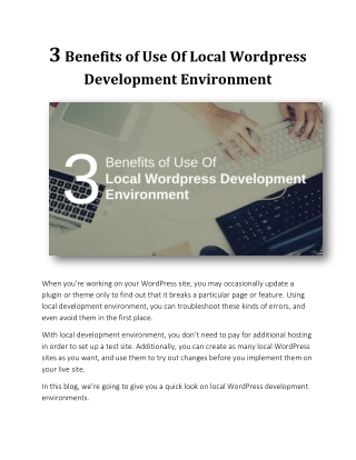 3 Benefits of Use Of Local Wordpress Development Environment