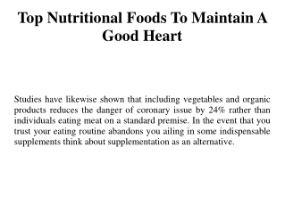 Top Nutritional Foods To Maintain A Good Heart
