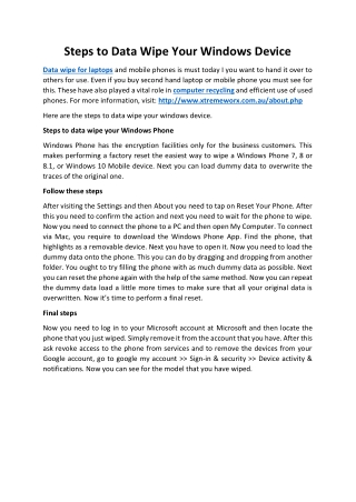 Steps to Data Wipe Your Windows Device