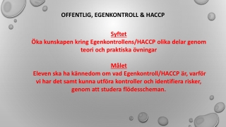 Offentlig, egenkontroll &amp; HACCP