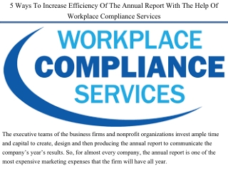 5 Ways To Increase Efficiency Of The Annual Report With The Help Of Workplace Compliance Services