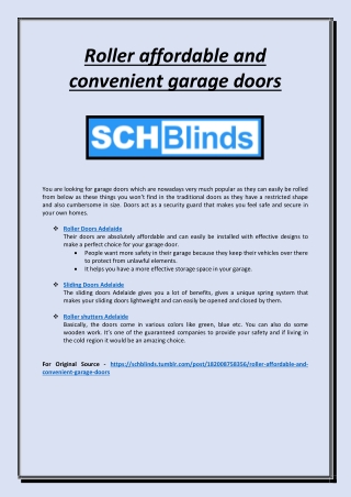 Roller affordable and convenient garage doors