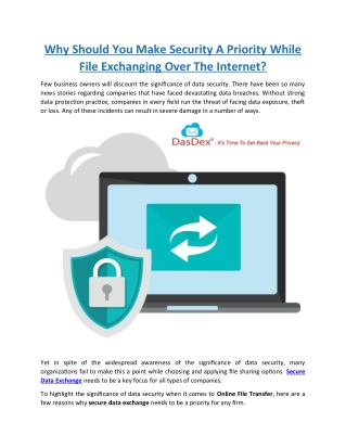 Why Should You Make Security A Priority While File Exchanging Over The Internet?