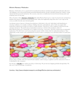 Effective pharmacy wholesalers
